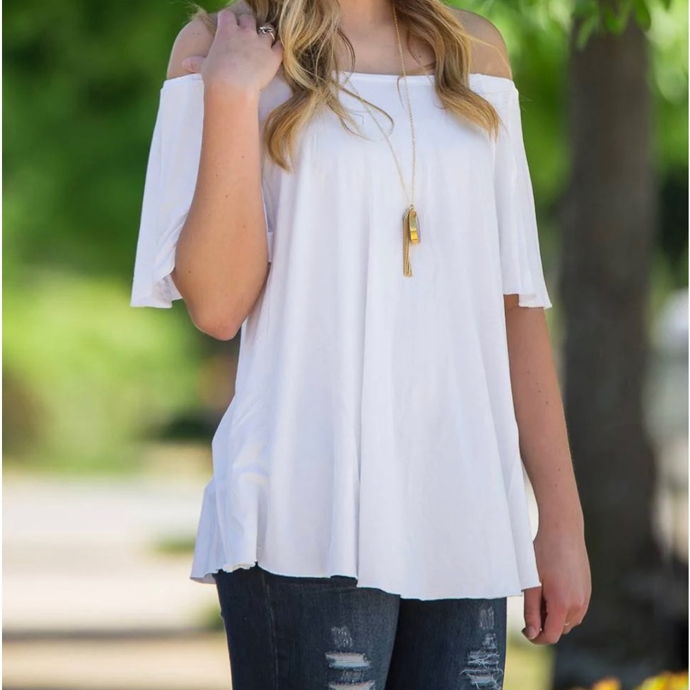 Piko 1988 Off Shoulder Bamboo Tunic Medium Off White Oversized Soft Top